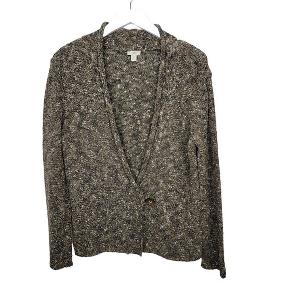 J. Jill Marled Brown Cotton Blend Button Surplice Cardigan Sweater - Size L - Picture 1 of 4